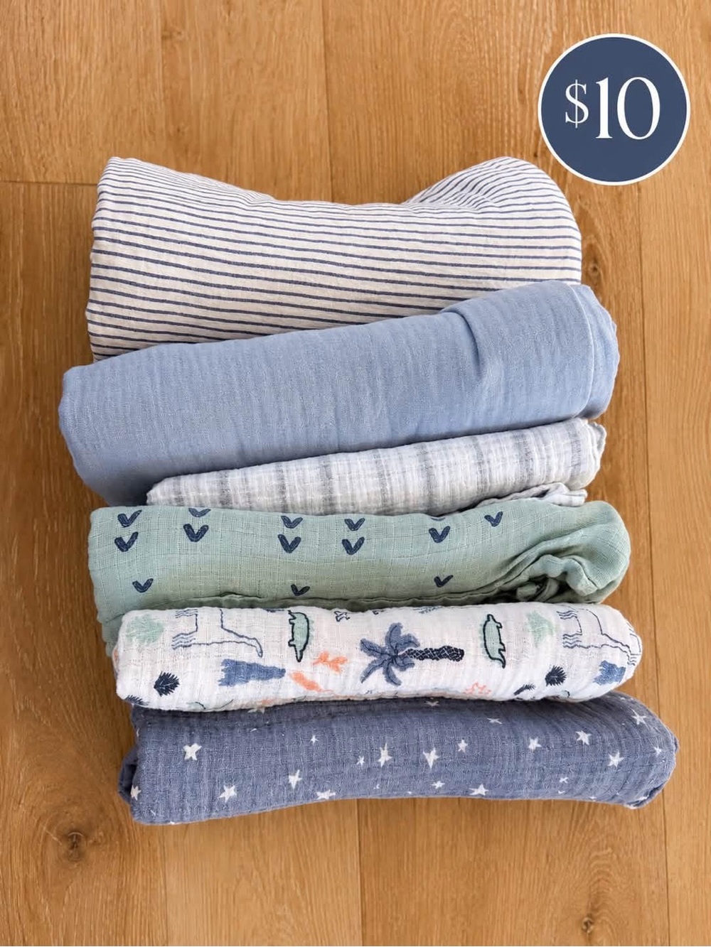 Soft Blue & Green Kids Muslin Swaddle Set